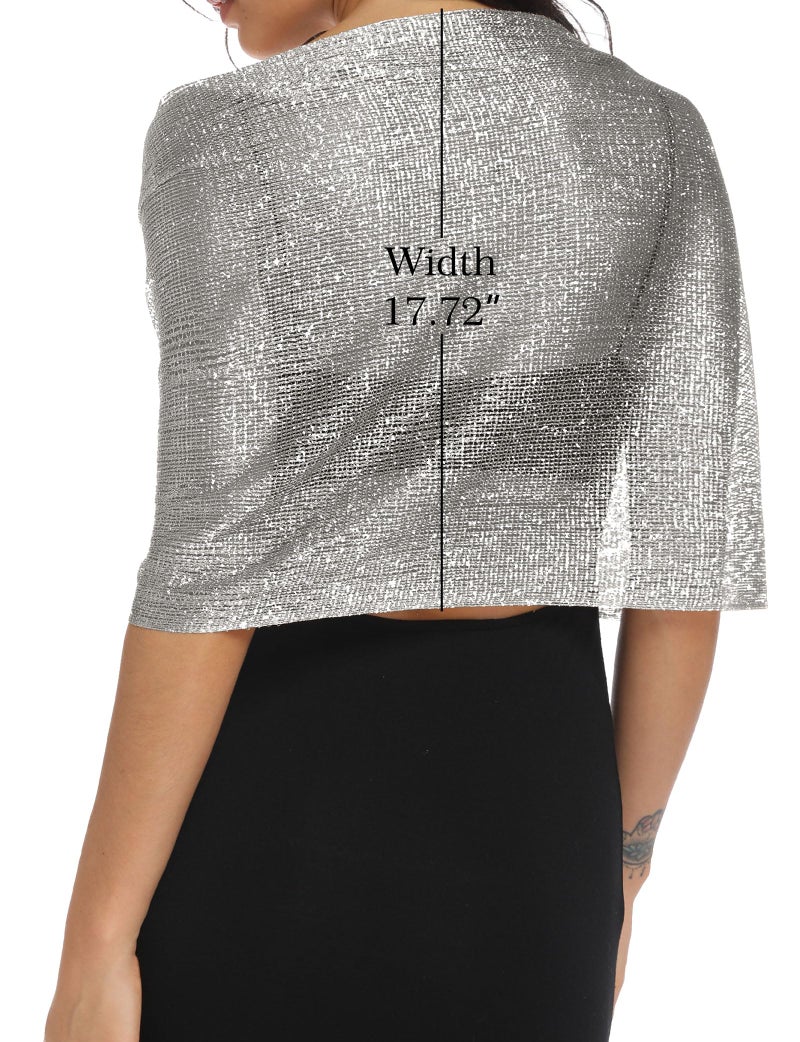 Rheane Women's Scarves & Wraps Evening Dresses for Women Gold Wrap Shawls and Wraps for Evening Dresses Fall Shawls for Weddings (Dark Gray with Silver Glitter) - Image 4